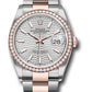 Rolex Stainless Steel And Pink Gold Datejust - 36 MM - Oyster Bracelet - Diamond Bezel - Silver Fluted Motif Index Dial - 126281rbr sflmio