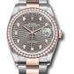 Rolex Stainless Steel And Pink Gold Datejust - 36 MM - Oyster Bracelet - Diamond Bezel - Slate Fluted Motif Diamond Dial - 126281rbr slflmdo