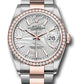 Rolex Stainless Steel And Pink Gold Datejust - 36 MM - Oyster Bracelet - Diamond Bezel - Silver Palm Motif Index Dial - 126281rbr spmio