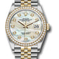 Rolex Stainless Steel And Yellow Gold Datejust - 36 MM - Jubilee Bracelet - Diamond Bezel - White Mother of Pearl Diamond Dial - 126283RBR mdj
