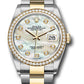 Rolex Stainless Steel And Yellow Gold Datejust - 36 MM - Oyster Bracelet - Diamond Bezel - White Mother of Pearl Diamond Dial - 126283RBR mdo