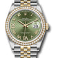 Rolex Stainless Steel And Yellow Gold Datejust - 36 MM - Jubilee Bracelet - Diamond Bezel - Olive Green Roman Dial - 126283RBR ogdr69j