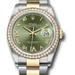 Rolex Stainless Steel And Yellow Gold Datejust - 36 MM - Oyster Bracelet - Diamond Bezel - Olive Green Roman Dial - 126283RBR ogdr69o