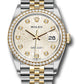 Rolex Stainless Steel And Yellow Gold Datejust - 36 MM - Jubilee Bracelet - Diamond Bezel - Silver Jubilee Diamond Dial - 126283RBR sjdj