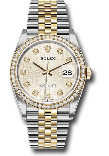 Rolex Stainless Steel And Yellow Gold Datejust - 36 MM - Jubilee Bracelet - Diamond Bezel - Silver Jubilee Diamond Dial - 126283RBR sjdj