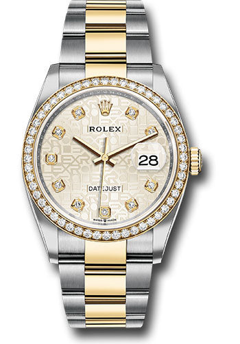  Rolex Stainless Steel And Yellow Gold Datejust - 36 MM - Oyster Bracelet - Diamond Bezel - Silver Jubilee Diamond Dial - 126283RBR sjdo