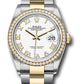 Rolex Stainless Steel And Yellow Gold Datejust - 36 MM - Oyster Bracelet - Diamond Bezel - White Roman Dial - 126283RBR wro
