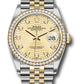 Rolex Stainless Steel And Yellow Gold Datejust - 36 MM - Jubilee Bracelet - Diamond Bezel - Golden Fluted Motif Diamond Dial - 126283rbr gflmdj