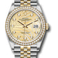  Rolex Stainless Steel And Yellow Gold Datejust - 36 MM - Jubilee Bracelet - Diamond Bezel - Golden Palm Motif Diamond Dial - 126283rbr gpmdj
