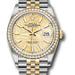 Rolex Stainless Steel And Yellow Gold Datejust - 36 MM - Jubilee Bracelet - Diamond Bezel - Golden Palm Motif Index Dial - 126283rbr gpmij