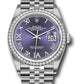 Rolex Stainless Steel And White Gold Datejust - 36 MM - Jubilee Bracelet - Diamond Bezel - Purple Roman Diamond Dial - 126284RBR audr69j