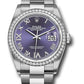 Rolex Stainless Steel And White Gold Datejust - 36 MM - Oyster Bracelet - Diamond Bezel - Purple Roman Diamond Dial - 126284RBR audr69o