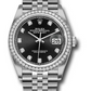 Rolex Stainless Steel And White Gold Datejust - 36 MM - Jubilee Bracelet - Diamond Bezel - Black Diamond Dial - 126284RBR bkdj