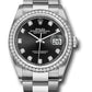 Rolex Stainless Steel And White Gold Datejust - 36 MM - Oyster Bracelet - Diamond Bezel - Black Diamond Dial -  126284RBR bkdo