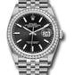 Rolex Stainless Steel And White Gold Datejust - 36 MM - Jubilee Bracelet - Diamond Bezel - Black Index Dial -126284RBR bkij