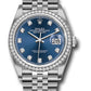 Rolex Stainless Steel And White Gold Datejust - 36 MM - Jubilee Bracelet - Diamond Bezel - Blue Diamond Dial - 126284RBR bldj