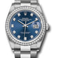 Rolex Stainless Steel And White Gold Datejust - 36 MM - Oyster Bracelet - Diamond Bezel - Blue Diamond Dial - 126284RBR bldo