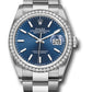 Rolex Stainless Steel And White Gold Datejust - 36 MM - Oyster Bracelet - Diamond Bezel - Blue Index Dial - 126284RBR blio