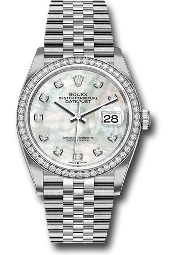Rolex Stainless Steel And White Gold Datejust - 36 MM - Jubilee Bracelet - Diamond Bezel - Mother of Pearl Diamond Dial - 126284RBR-0011