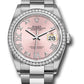 Rolex Stainless Steel And White Gold Datejust - 36 MM - Oyster Bracelet - Diamond Bezel - Pink Diamond Roman Dial - 126284RBR pdr69o