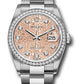 Rolex Stainless Steel And White Gold Datejust - 36 MM - Oyster Bracelet - Diamond Bezel - Pink Jubilee Diamond Dial - 126284RBR pjdo