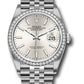Rolex Stainless Steel And White Gold Datejust - 36 MM - Jubilee Bracelet - Diamond Bezel - Silver Index Dial - 126284RBR sij