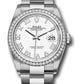 Rolex Stainless Steel And White Gold Datejust - 36 MM - Oyster Bracelet - Diamond Bezel - White Roman Dial - 126284RBR wro