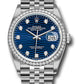 Rolex Stainless Steel And White Gold Datejust - 36 MM - Jubilee Bracelet - Diamond Bezel - Blue Fluted Motif Diamond Dial - 126284rbr blflmdj
