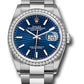 Rolex Stainless Steel And White Gold Datejust - 36 MM - Oyster Bracelet - Diamond Bezel - Blue Fluted Motif Index Dial - 126284rbr blflmio