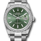 Rolex Stainless Steel And White Gold Datejust - 36 MM - Oyster Bracelet - Diamond Bezel - Mint Green Index Dial - 126284rbr mgio