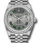 Rolex Stainless Steel And White Gold Datejust - 36 MM - Jubilee Bracelet - Diamond Bezel - Wimbledon Roman Dial - 126284rbr slgrj