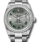Rolex Stainless Steel And White Gold Datejust - 36 MM - Oyster Bracelet - Diamond Bezel - Wimbledon Dial -  126284rbr slgro
