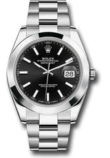 Rolex Stainless Steel Datejust 41 Date Watch - 41 MM - Oyster Bracelet - Smooth Bezel - Black Dial - 126300-0011