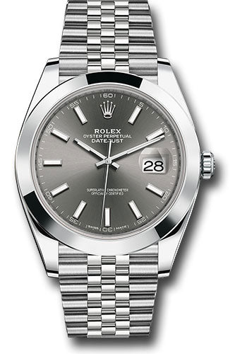 Rolex Stainless Steel Datejust 41 Date Watch - 41 MM - Jubilee Bracelet - Smooth Bezel - Dark Rhodium Dial - 126300 dkrij