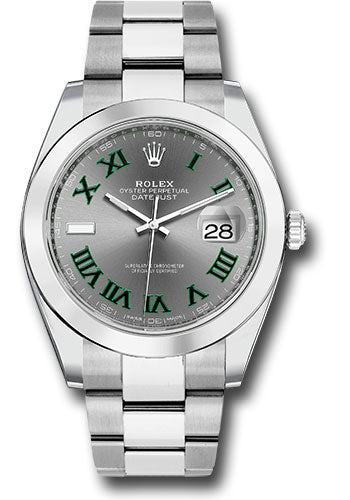 Rolex Stainless Steel Datejust 41 Date Watch - 41 MM - Oyster Bracelet - Smooth Bezel - Wimbledon Roman Dial - 126300 slgro