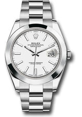 Rolex Stainless Steel Datejust 41 Date Watch - 41 MM - Oyster Bracelet - Smooth Bezel - White Dial - 126300-0005