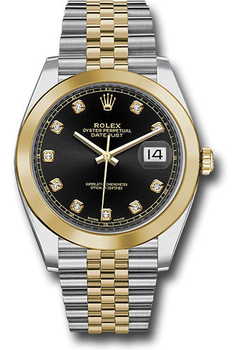 Rolex Stainless Steel and Yellow Gold Datejust 41 Date Watch - 41 MM - Jubilee Bracelet - Smooth Bezel- Black Diamond Dial - 126303 bkdj