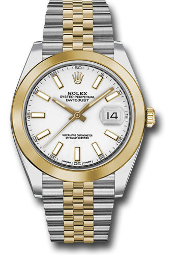 Rolex Stainless Steel and Yellow Gold Datejust 41 Date Watch - 41 MM - Jubilee Bracelet - Smooth Bezel - White Dial - 126303 wij