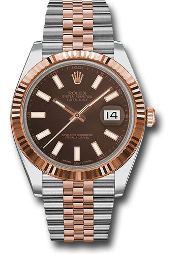 Rolex Stainless Steel and Pink Gold Datejust 41 Date Watch - 41 MM - Jubilee Bracelet - Fluted Bezel - Chocolate Index Dial - 126331 choij