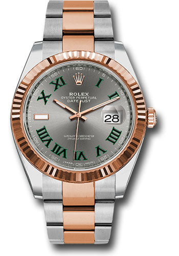 Rolex Stainless Steel and Pink Gold Datejust 41 Date Watch - 41 MM - Oyster Bracelet - Fluted Bezel - Wimbledon Dial - 126331 slgro