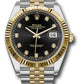 Rolex Stainless Steel and Yellow Gold Datejust 41 Date Watch - 41 MM - Jubilee Bracelet - Fluted Bezel - Black Diamond Dial - 126333 bkdj