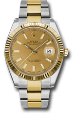 Rolex Stainless Steel and Yellow Gold Datejust 41 Date Watch - 41 MM - Oyster Bracelet - Fluted Bezel - Champagne Dial - 126333-0009
