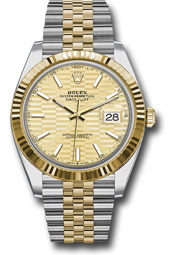 Rolex Stainless Steel and Yellow Gold Datejust 41 Date Watch - 41 MM - Jubilee Bracelet - Fluted Bezel - Golden Fluted Dial - 126333 gflmij