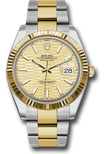 Rolex Stainless Steel and Yellow Gold Datejust 41 Date Watch - 41 MM - Oyster Bracelet - Fluted Bezel - Golden Fluted Dial - 126333 gflmio