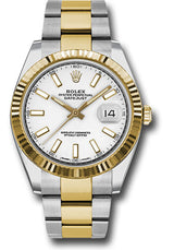 Rolex Stainless Steel and Yellow Gold Datejust 41 Date Watch - 41 MM - Oyster Bracelet - Fluted Bezel - White Dial - 126333-0015