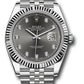 Rolex Stainless Steel and White Gold Datejust 41 Date Watch - 41 MM - Jubilee Bracelet - Fluted Bezel - Dark Rhodium Diamond Dial - 126334 dkrdj