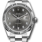 Rolex Stainless Steel and White Gold Datejust 41 Date Watch - 41 MM - Oyster Bracelet - Fluted Bezel - Dark Rhodium Diamond Dial - 126334 dkrdo