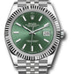 Rolex Stainless Steel and White Gold Datejust 41 Date Watch - 41 MM - Jubilee Bracelet - Fluted Bezel - Green Dial - 126334 mgij