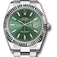 Rolex Stainless Steel and White Gold Datejust 41 Date Watch - 41 MM - Oyster Bracelet - Fluted Bezel - Green Dial - 126334 mgio