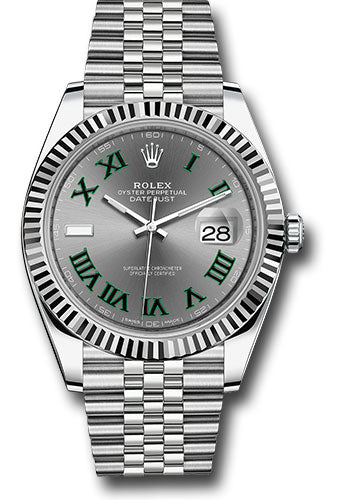 Rolex Stainless Steel and White Gold Datejust 41 Date Watch - 41 MM - Jubilee Bracelet - Fluted Bezel - Wimbledon Dial - 126334 slgrj